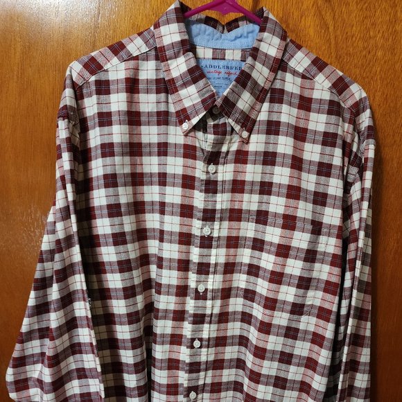 Men's XL Saddlebred Red/Tan Plaid Long Sleeve Button Down Shirt - Picture 1 of 9